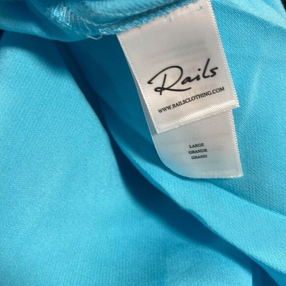 Rails Maya Azure Satin Side Slit Elastic Waist Skirt Sz L - Picture 7 of 8